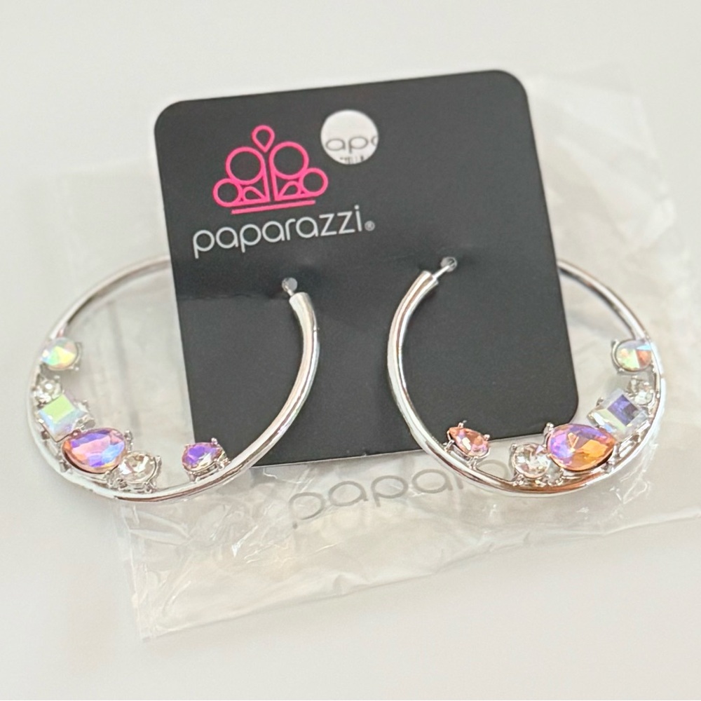 Paparazzi Silver/Iridescent Hoop Earrings